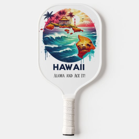 Retro Travel Map des Hawaii Staat Pickleball Schläger (Rückseite)