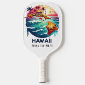 Retro Travel Map des Hawaii Staat Pickleball Schläger (Vorderseite)