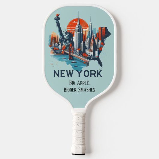 Retro Travel Map des New Yorker Staat Pickleball Schläger (Rückseite)