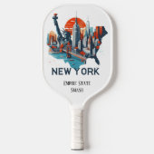 Retro Travel Map des New Yorker Staat Pickleball Schläger (Vorderseite)
