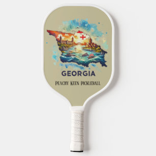 Retro Travel Map georgischer Staat Pickleball Schläger