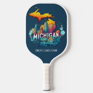 Retro Travel Map Michigan Staat Pickleball Schläger