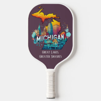 Retro Travel Map Michigan Staat Pickleball Schläger