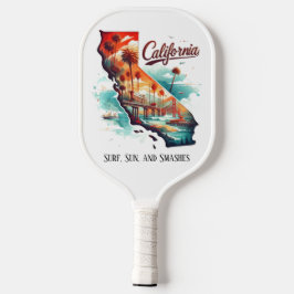Retro Travel Map of California Staat Pickleball Schläger