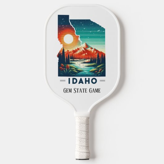 Retro Travel Map of Idaho Staat Pickleball Schläger (Vorderseite)
