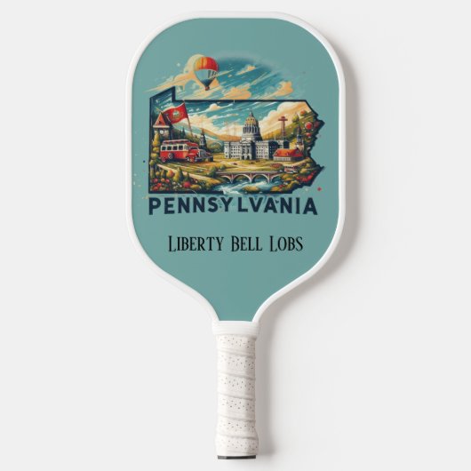 Retro Travel Map Pennsylvania Staat Pickleball Schläger (Vorderseite)