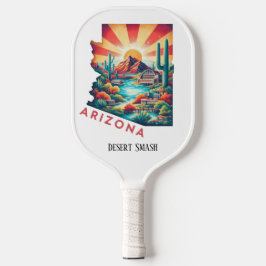 Retro Travel Map von Arizona Staat Pickleball Schläger