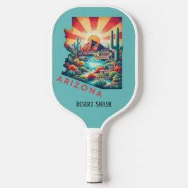 Retro Travel Map von Arizona Staat Pickleball Schläger