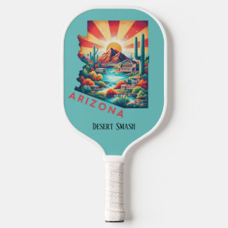 Retro Travel Map von Arizona Staat Pickleball Schläger