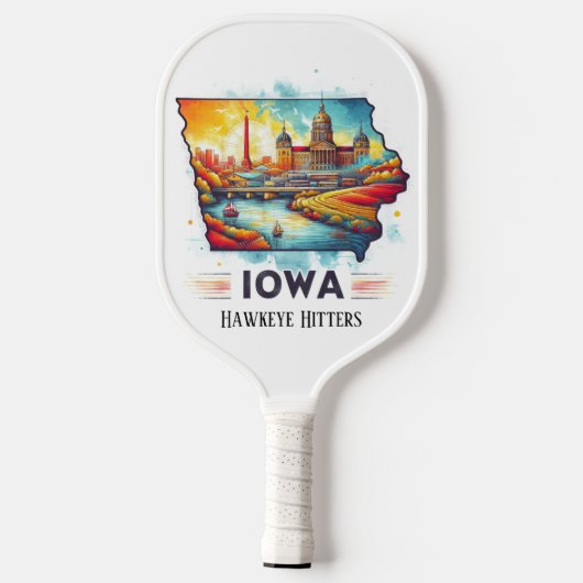 Retro Travel Map von Iowa Staat Pickleball Schläger (Rückseite)