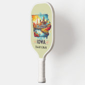 Retro Travel Map von Iowa Staat Pickleball Schläger (Links)