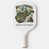 Retro Travel Map West Virginia Staat Pickleball Schläger (Rückseite)