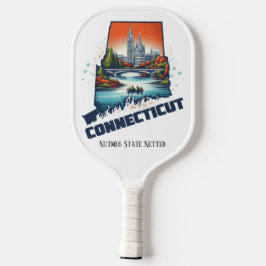 Retro Travel Map zum Connecticut Staat Pickleball Schläger