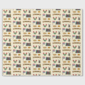 Retro Travel Netherlands Iconic Cultural Symbols Geschenkpapier (Flach)