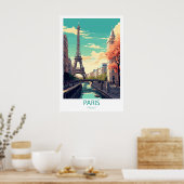 Retro Travel Paris Frankreich Zielort Wall Art Poster (Küche)