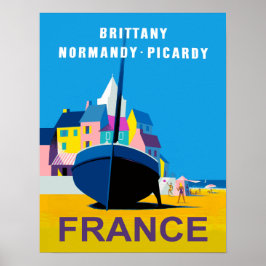 Retro Travel Plakat für Normandie, Frankreich