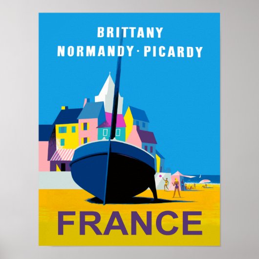 Retro Travel Plakat für Normandie, Frankreich (Vorne)
