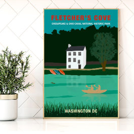 Retro Travel Poster Fletcher's Cove Washington DC