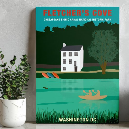 Retro Travel Poster Fletcher's Cove Washington DC Leinwanddruck