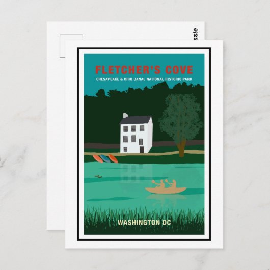 Retro Travel Poster Fletcher's Cove Washington DC Postkarte (Vorne/Hinten)