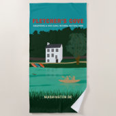 Retro Travel Poster Fletcher's Cove Washington DC Strandtuch (Vorderseite)