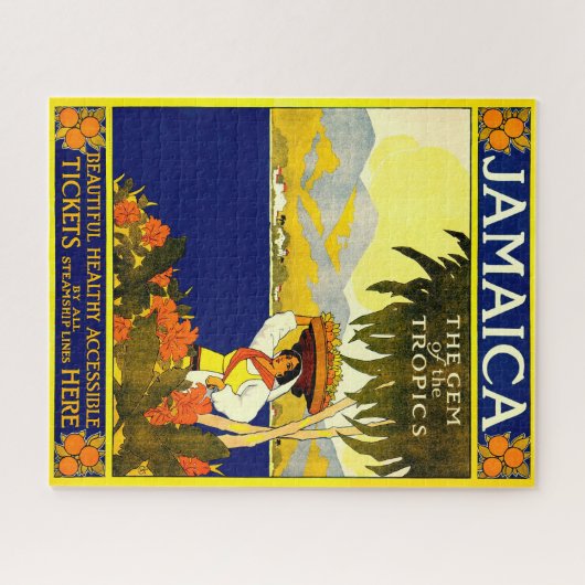 Retro Travel Poster Jamaica. Jigsaw Puzzle (Horizontal)