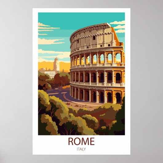 Retro Travel Rome Italien Zielort Mauer Poster (Vorne)
