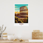 Retro Travel Rome Italien Zielort Mauer Poster (Küche)