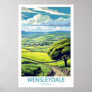 Retro Travel Wensleydale Yorkshire Wall Art Poster