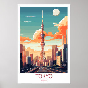 Retro Travel Zielort Tokio Japan Mauer Kunst Poster