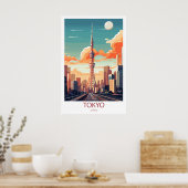 Retro Travel Zielort Tokio Japan Mauer Kunst Poster (Küche)