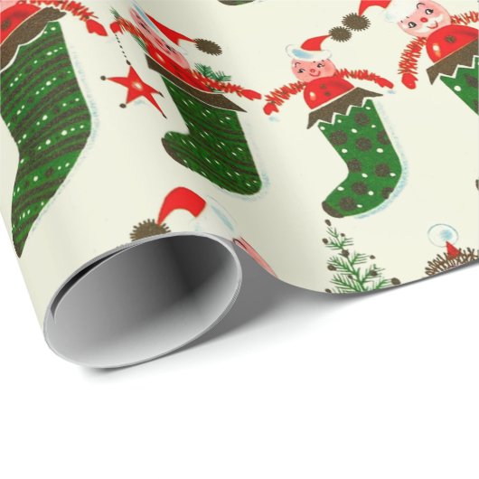 Retro Treasures Christmas Stockings Geschenkpapier (Rolleneckpunkt)