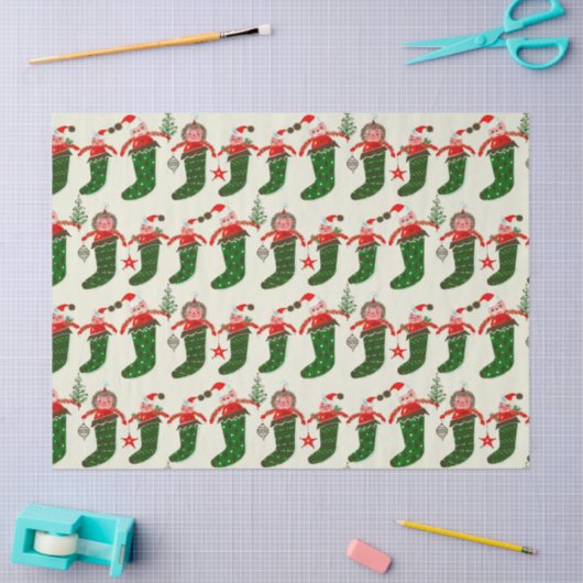 Retro Treasures Christmas Stockings Seidenpapier (Basteln)