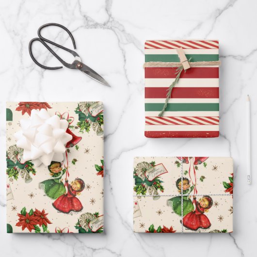 Retro Treasures Weihnachten Geschenkpapier Set (Vorderseite)