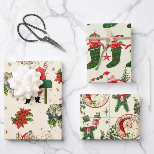 Retro Treasures Weihnachten Geschenkpapier Set (Vorderseite)