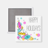 Retro Trebles Baubles Corner Holidays Magnetquadra Magnet (Vorderseite/Rückseite)