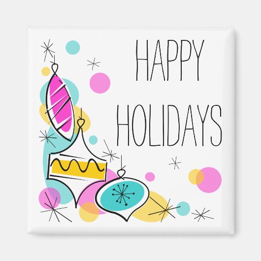 Retro Trebles Baubles Corner Holidays Magnetquadra Magnet (Vorne)