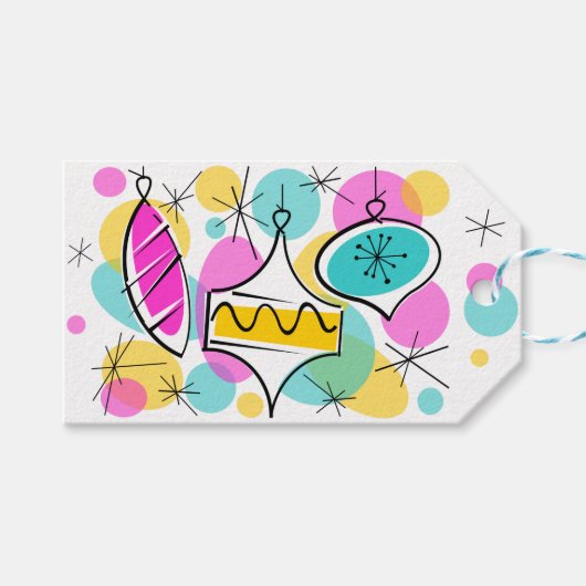 Retro Trebles Weihnachtsgeschenk-Tags Geschenkanhänger (Vorderseite (Horizontal))