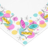 Retro Tree Baubles border tablecloth 50x72 Tischdecke (Schrägansicht)