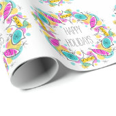 Retro Tree Baubles Circle Holidays Packpapier (Rolleneckpunkt)