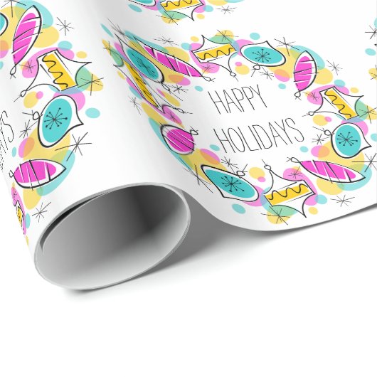 Retro Tree Baubles Circle Holidays Packpapier (Rolleneckpunkt)