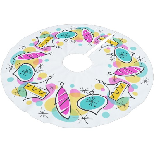 Retro Tree Baubles Circle Tree Rock Polyester Weihnachtsbaumdecke (Schrägansicht)