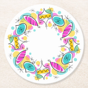 Retro Tree Baubles Circle Untersetzer rund