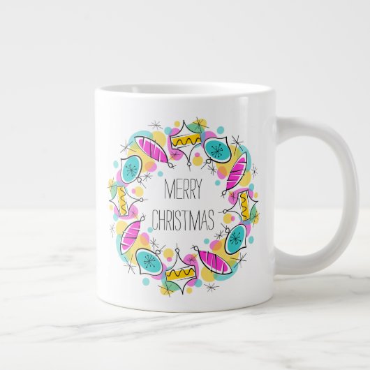 Retro Tree Baubles Circuit Weihnachtsjumbo Tasse (Rechts)