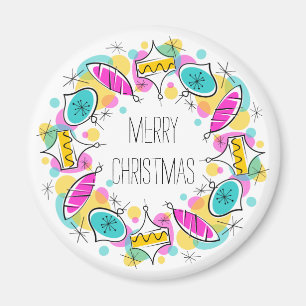 Retro Tree Baubles Circuit Weihnachtsmagnet rund Magnet