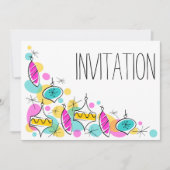 Retro Tree Baubles Corner Einladung (Vorderseite)