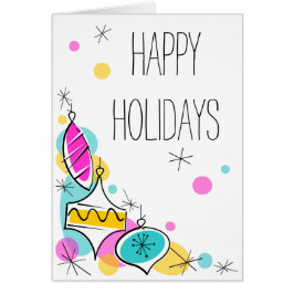 Retro Tree Baubles Corner Holidays Text vertikal