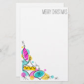 Retro Tree Baubles Corner Weihnachtsgeschenk Briefpapier (Vorne/Hinten)