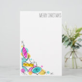 Retro Tree Baubles Corner Weihnachtsgeschenk Briefpapier (Stehend Vorderseite)