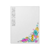 Retro Tree Baubles Corner Weihnachtsnotiz Notizblock (Rotiert)